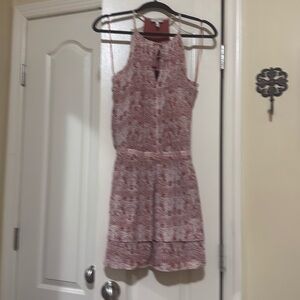 Joie Race back Mini Dress in Red/Cream, Size Medium